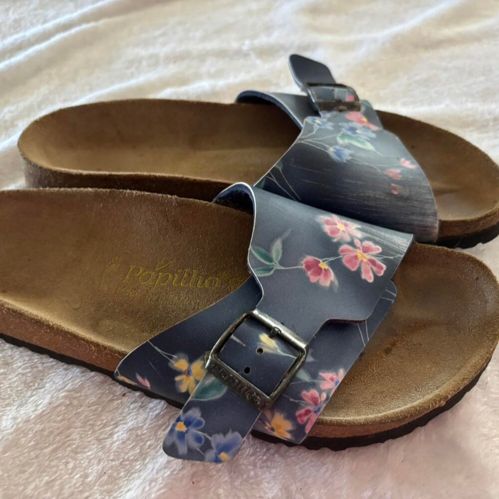 SIZE 9 Papillio Birkenstock Women's Flower Blue and Navy Sandals